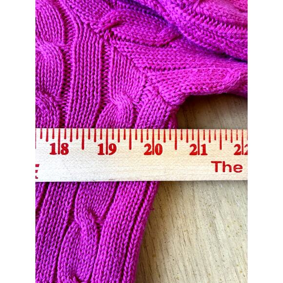 VTG Ralph Lauren Women’s Cable Knit Sweater Pink Preppy Retro Barbie Pony Logo M - Picture 6 of 10